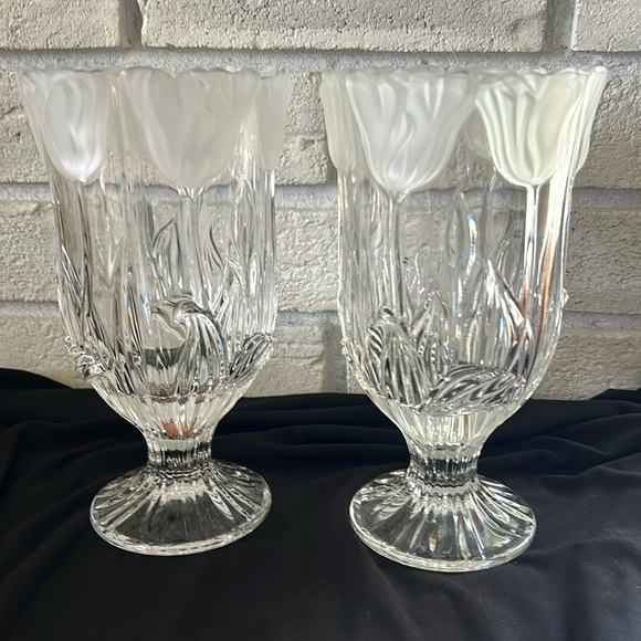 Block Crystal Tulip Hurricane Candle Holder/Vase - Picture 1 of 5